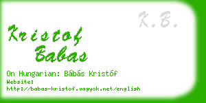 kristof babas business card